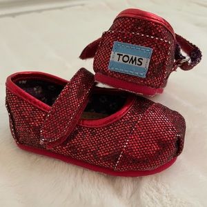TOMS Sparkly Red Toddler Shoes- Size 3